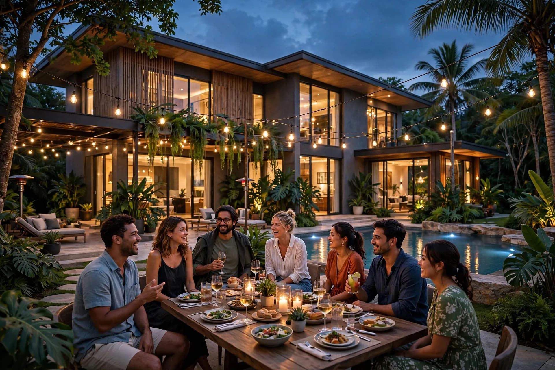 Hồ bơi villa trong tour 360 minh họa