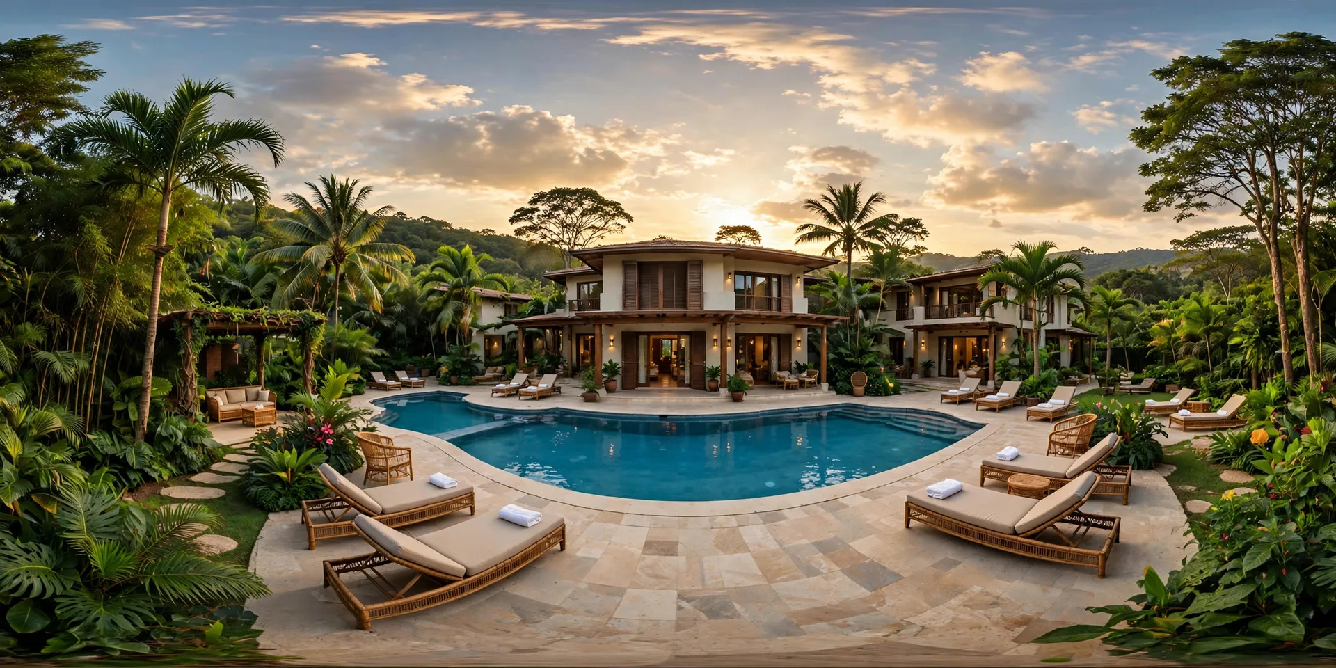 Hồ bơi villa trong tour 360 minh họa